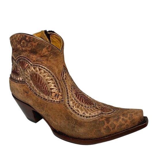 Old Gringo Shoes - Old Gringo Bianca Leopard Boot 5" Gold Embellished Western Ankle Snip Toe 10